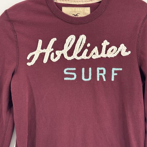 Y2K Hollister Long Sleeve Shirt Mens Size Small Burgundy Surf Thick Stretch - Picture 2 of 8